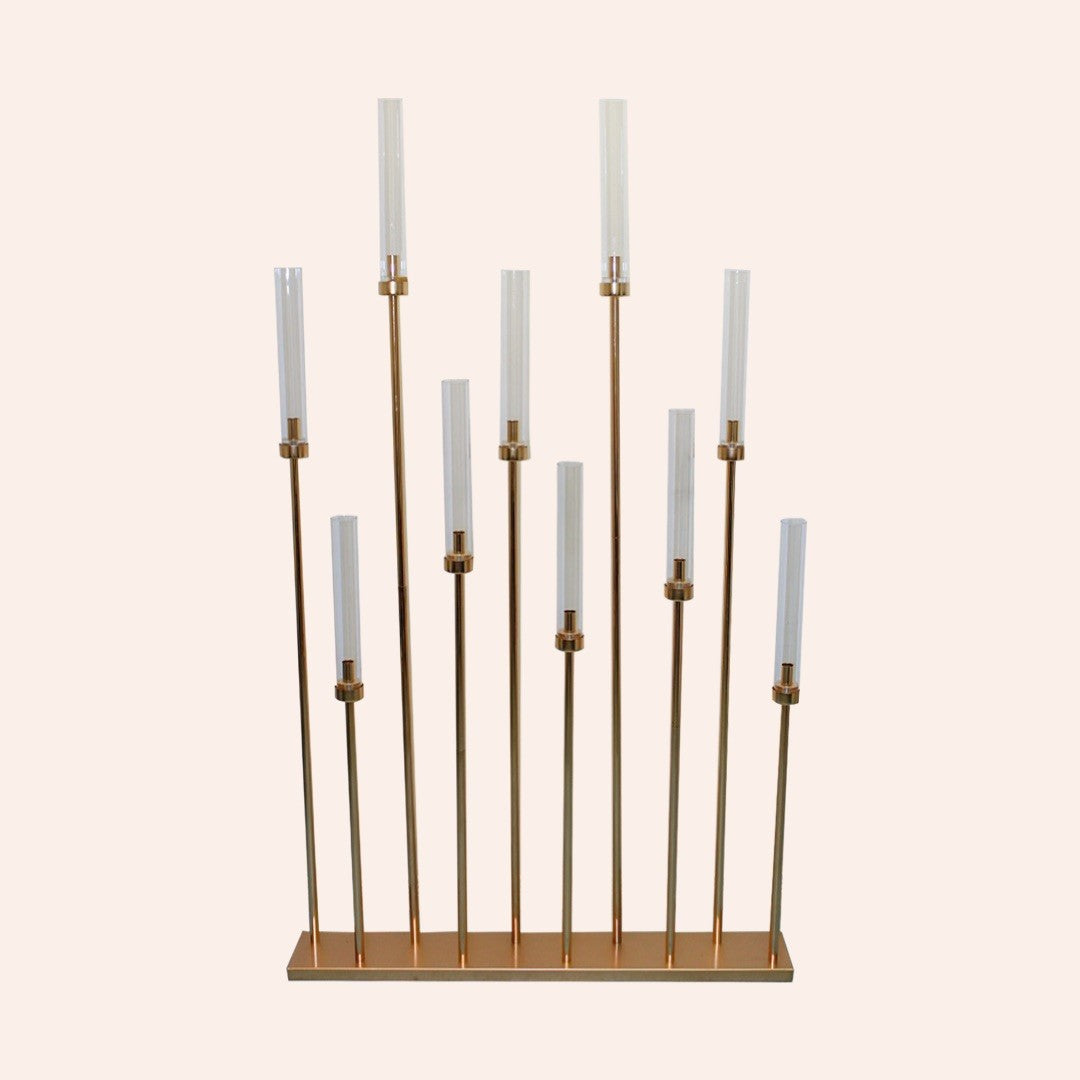 Long Gold metal candle holder