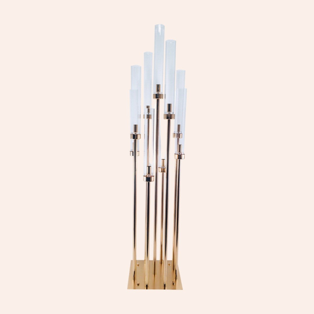 Square Candelabra 10 stem Gold